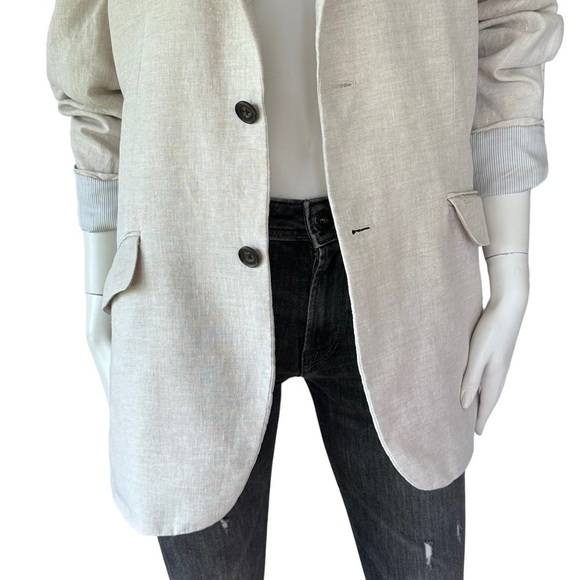 100% Linen Boyfriend Blazer Jacket - Picture 4 of 14